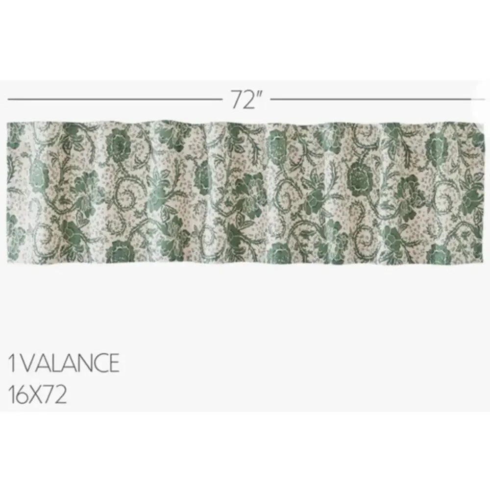 April & Olive Axminster Cotton Valance Floral Tailored Window 72X16 Machine Wash